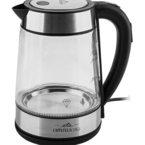 Cana fierbator din sticla ETA Crystela Digi 7153, 1,7 L, 2200 W, iluminare colora, control temperatura