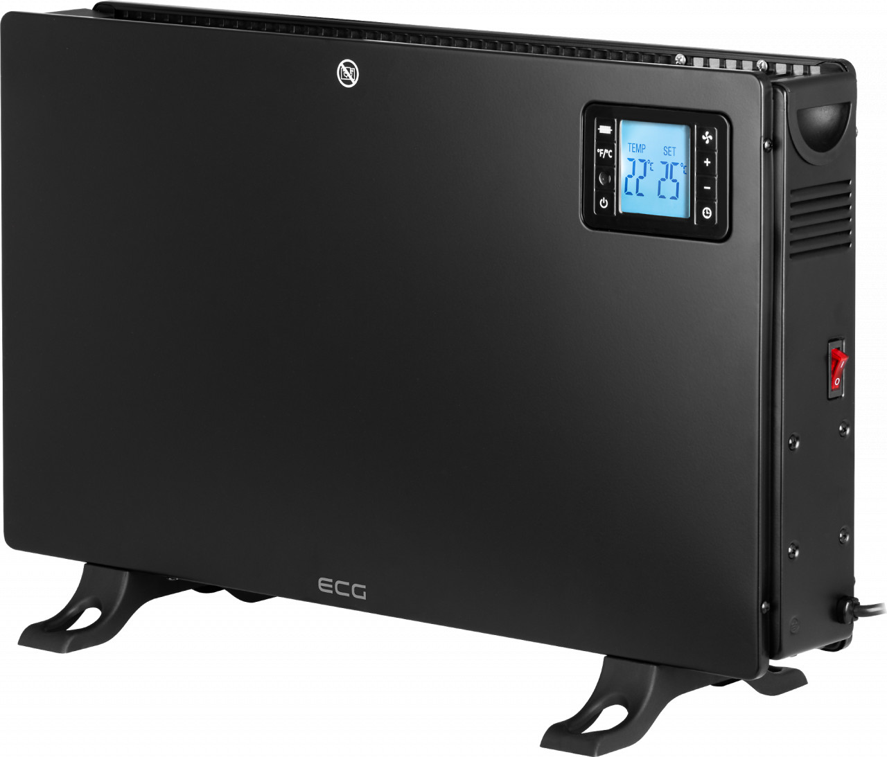 Convector electric de podea ECG TK 2080 DR negru, 2000 W, 3 trepte, termostat, LCD - imagine 2