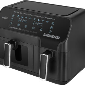 Friteuza dubla cu aer cald ECG AF 8300 Dual Fry, 5.2 + 3.1 litri, 2700 W, 8 programe, control temperatura 80-200°C