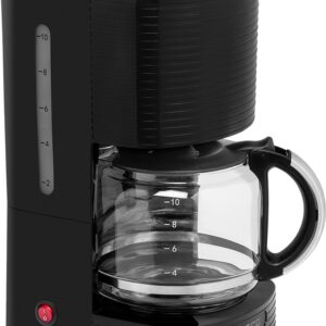 Cafetiera ECG KP 2150 Stripe, 980 W, 1.5 litri, preparare pana la 10 cesti de cafea odata, sistem drip-stop, negru