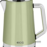 Fierbator electric ECG RK 1766 Vintage Olive, 2200 W, 1.7 litri, otel inoxidabil, verde olive