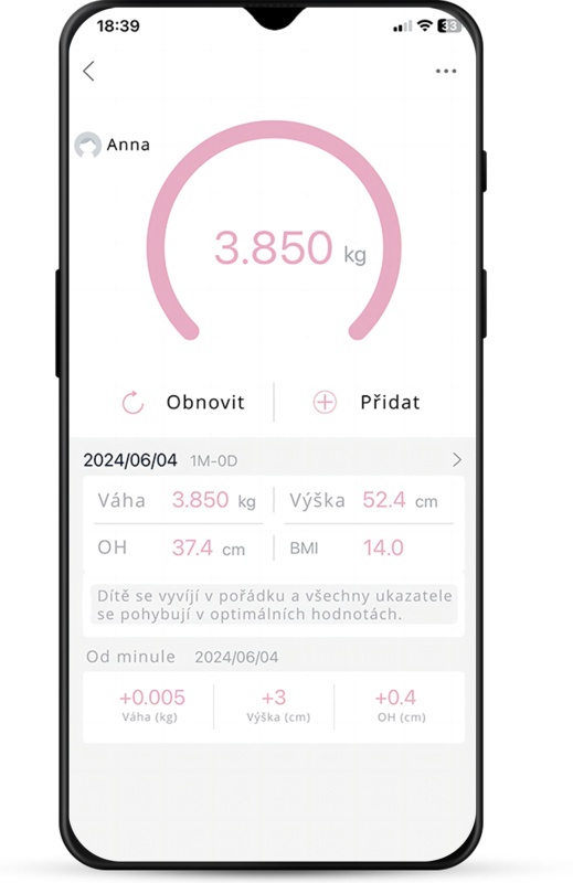 Cantar electronic pentru bebelusi ETA MIMI 7306 90000, 20 Kg, TARA, aplicatie mobila AiLink, alb - imagine 2