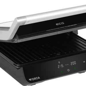 Grill electric ECG FORZA 5200 Fuego, 2000W, 80-230 °C, 2 termostate, cronometru, deschidere 180°, capac din otel inoxidabil