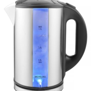 Fierbator electric MICHELINO 74320, 2200W, 1.7 litri, otel inoxidabil, pereti dubli, iluminare LED
