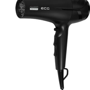 Uscator de par cu ionizare ECG Modifica Nera Grande+, 2200 W, 2 viteze, 3 niveluri de temperatura, difuzor, negru