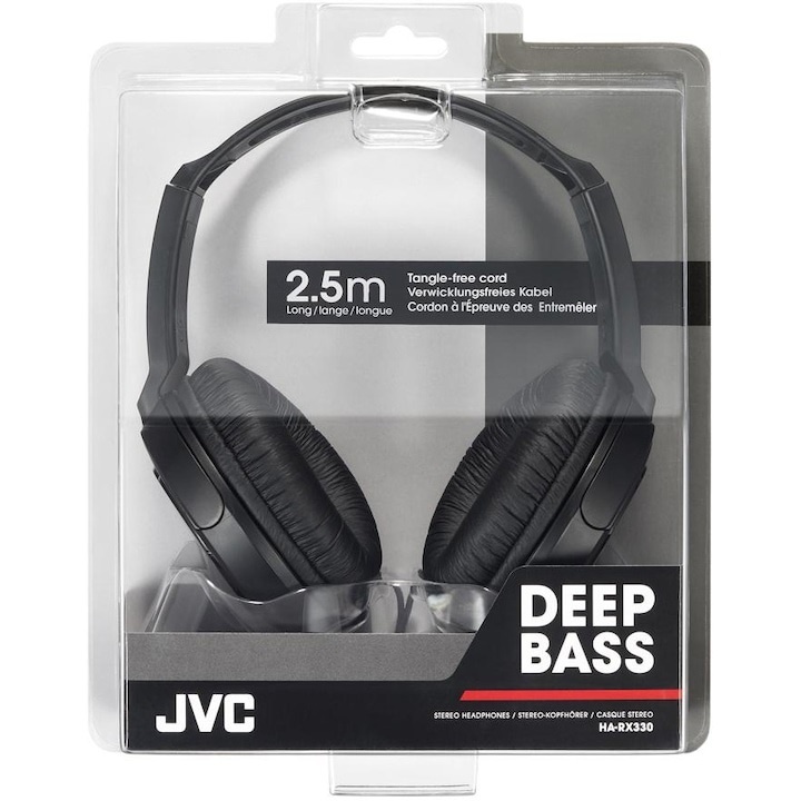 Casti audio JVC HA-RX330, Cu Fir, Over-Ear, negru - imagine 4