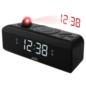 Radio cu ceas si alarma JVC RA-E211B, proiectie ora, tuner digital FM