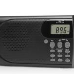 Radio portabil JVC RA-E431B, tuner digital FM, afisaj LCD, mufa jack pentru casti, ceas desteptator, antena, negru