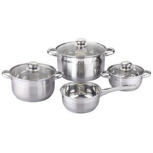 Set vase de gatit Michelino, 7 piese, otel inoxidabil, inductie, argintiu