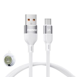Cablu de date cu incarcare rapida REMAX RC-C136, USB-A la USB-C, 1 metru, 3A, alb