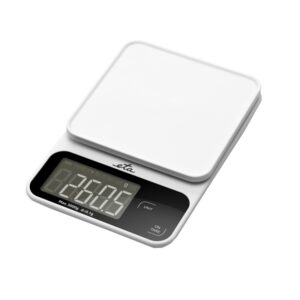 Cantar de bucatarie ETA Popi 6770 90000, 5 Kg, precizie 0.1 g, afisaj LCD, functie TARA, alb