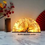 Lampa decorativa pliabila tip carte, Bluetooth, iluminare LED, acumulator 1800 mAh, card, telecomanda, design din lemn si hartie Dupont