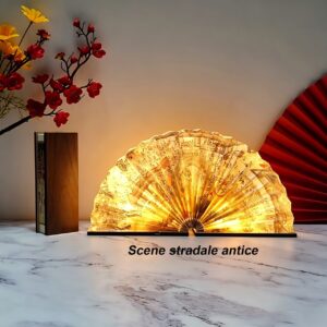 Lampa decorativa pliabila tip carte, Bluetooth, iluminare LED, acumulator 1800 mAh, card, telecomanda, design din lemn si hartie Dupont